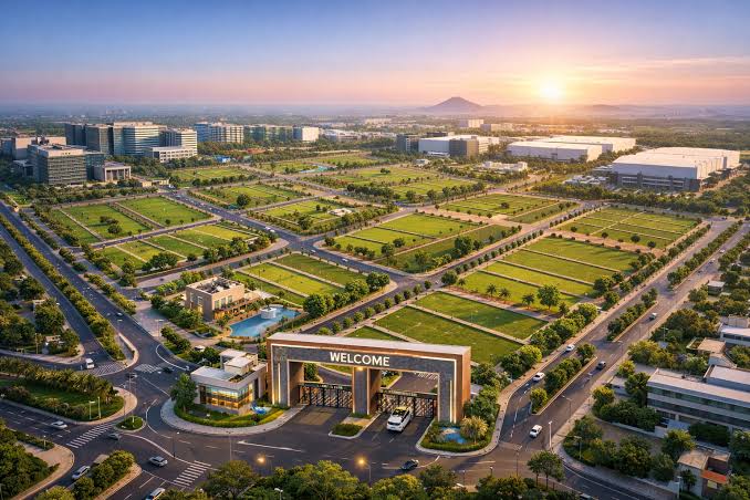 A plotted layout at Adibatla, on Hyderabad's south-eastern aerospace corridor